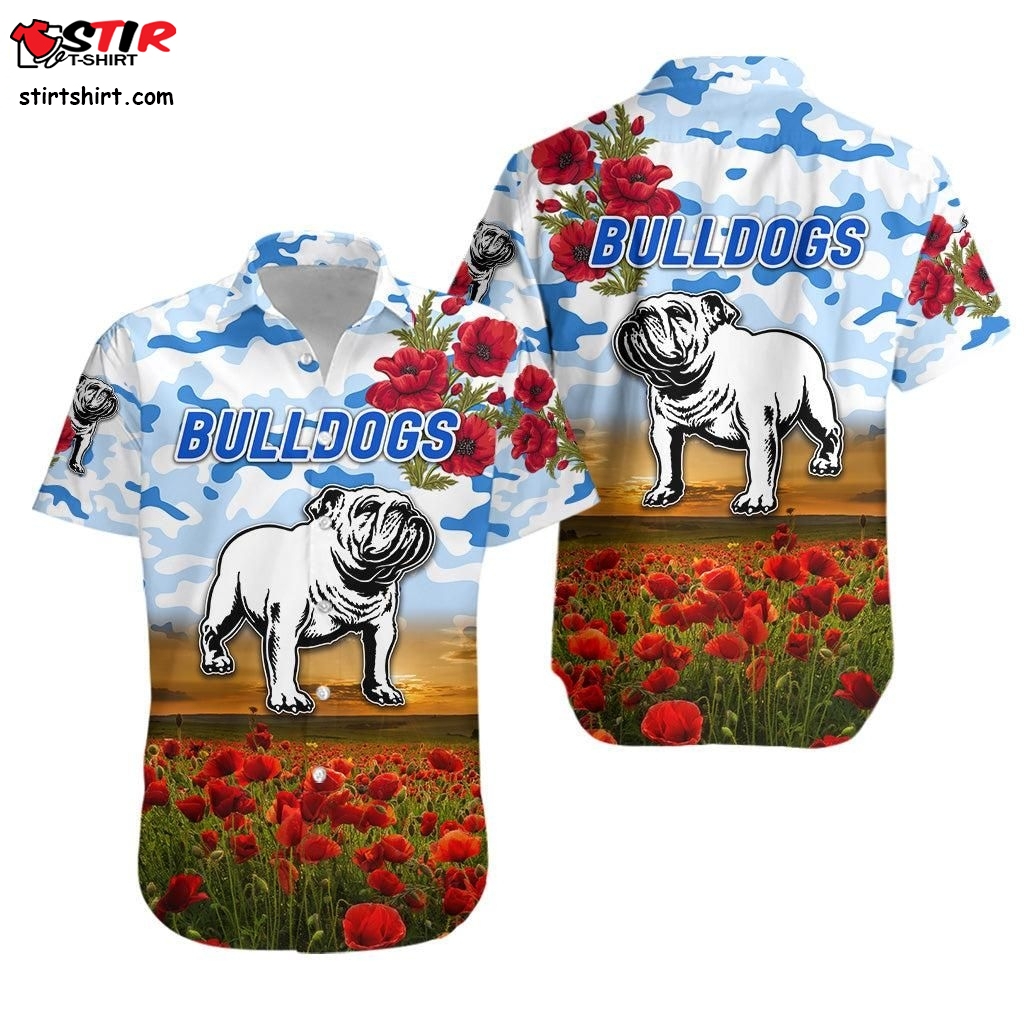 Canterbury   Bankstown Bulldogs  Hawaiian Shirt Poppy Flowers Vibes   White Lt8  Uniqlo 