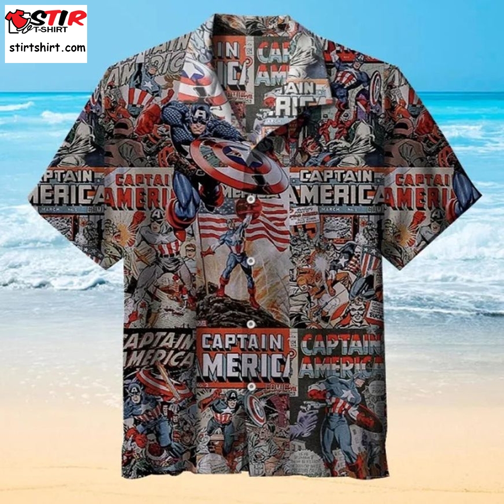 Captain America Comic Stitching Hawaiian Shirt  Disney Stitch 