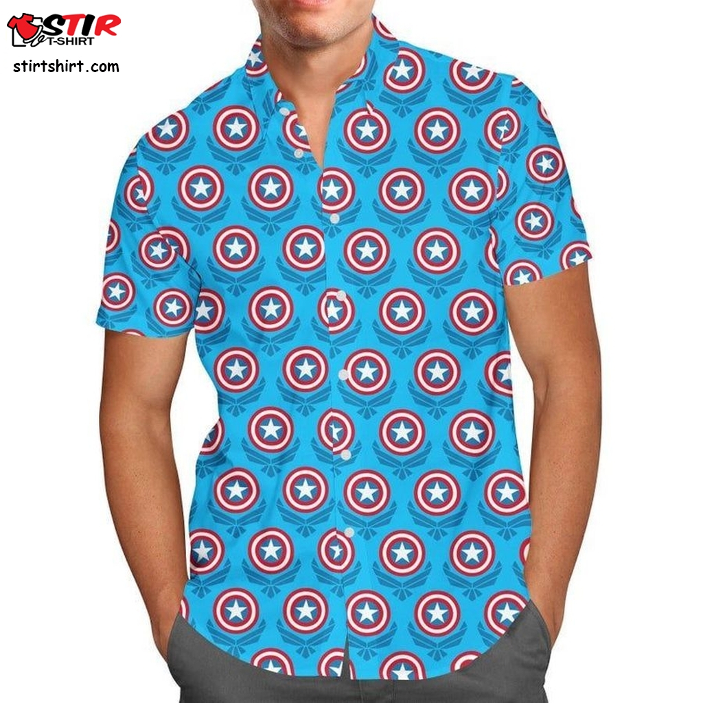 Captain America Logo Superhero For Men And Women Graphic Print Short Sleeve Hawaiian Casual Shirt Y97  Costume With 