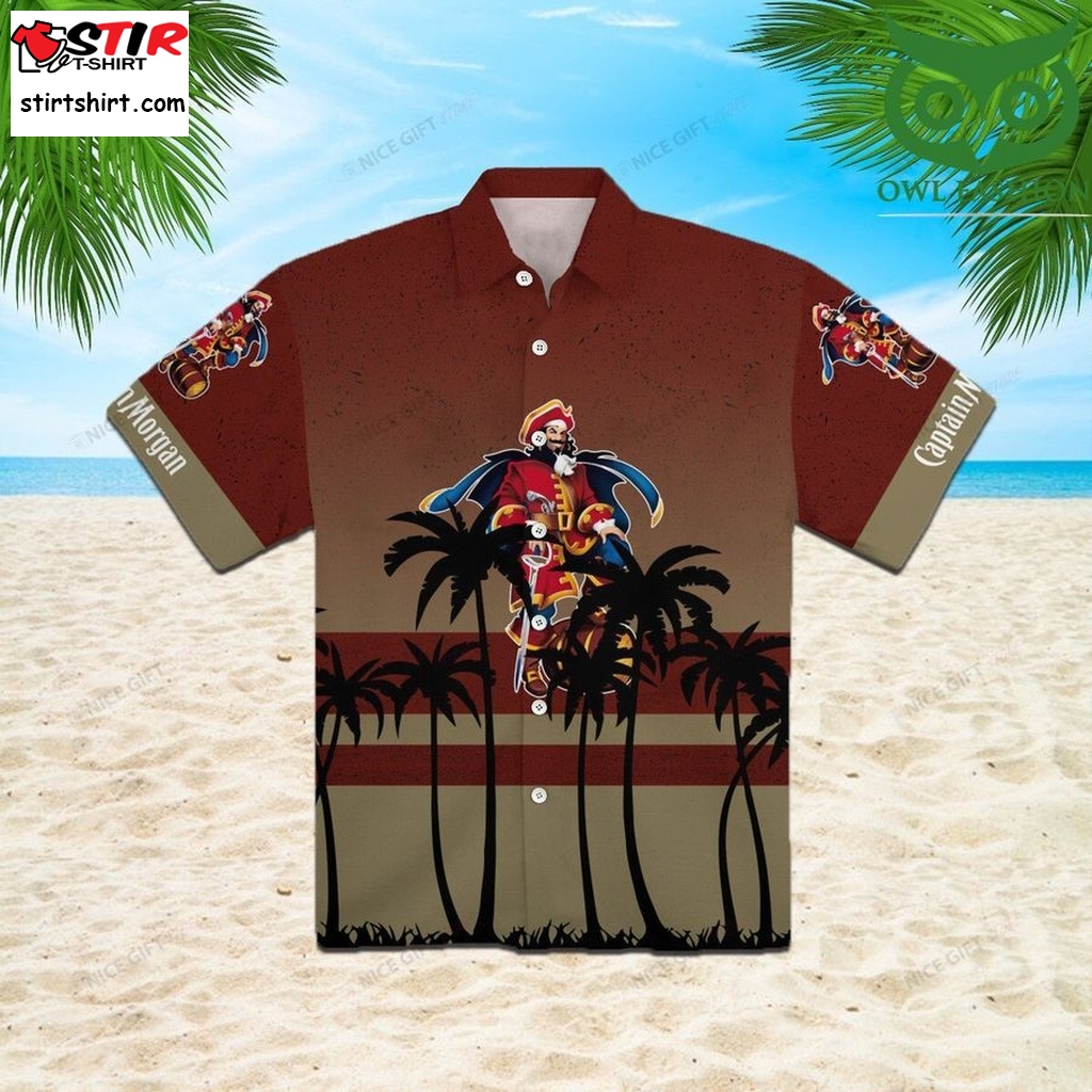 Captain Morgan Dawn Palm Trees 3D Shirt Hawaiian Aloha For Summer  Captain Morgan 