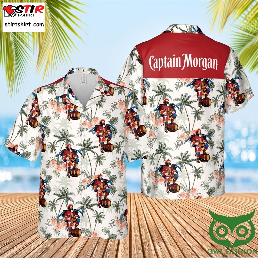 Captain Morgan White With Leaf Pink Flower Hawaiian Shirt And Shorts   Pink