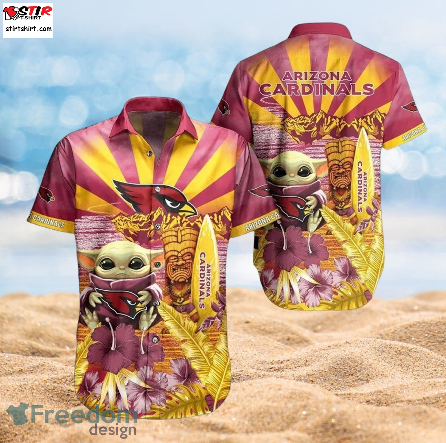 Cardinals Baby Yoda Star Wars Beach Summer Hawaiian Shirt Full Over Print