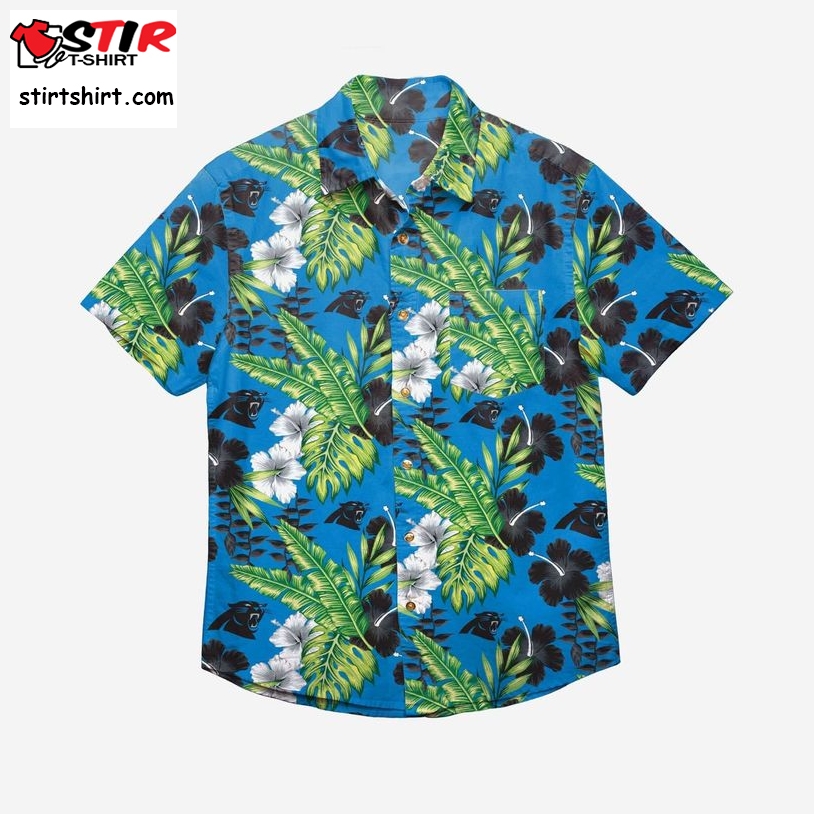 Carolina Panthers Floral Button Up Hawaiian Shirt  Carolina Panthers 