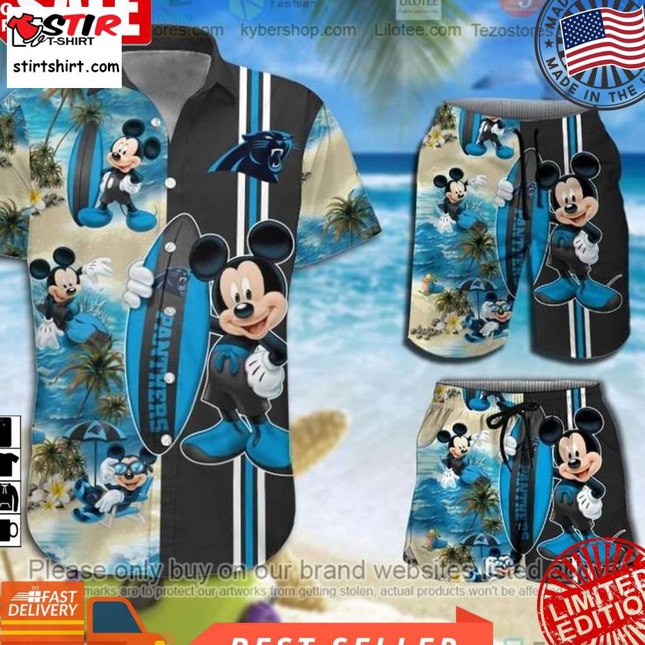 Carolina Panthers Mickey Mouse Nfl Hawaiian Shirt, Short    Carolina Panthers 