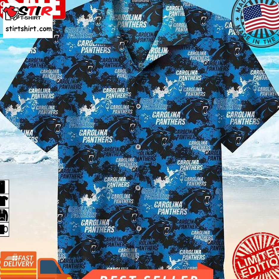 Carolina Panthers Nfl Hawaiian Graphic Print Short Sleeve Hawaiian Shirt L98   2395  Carolina Panthers 