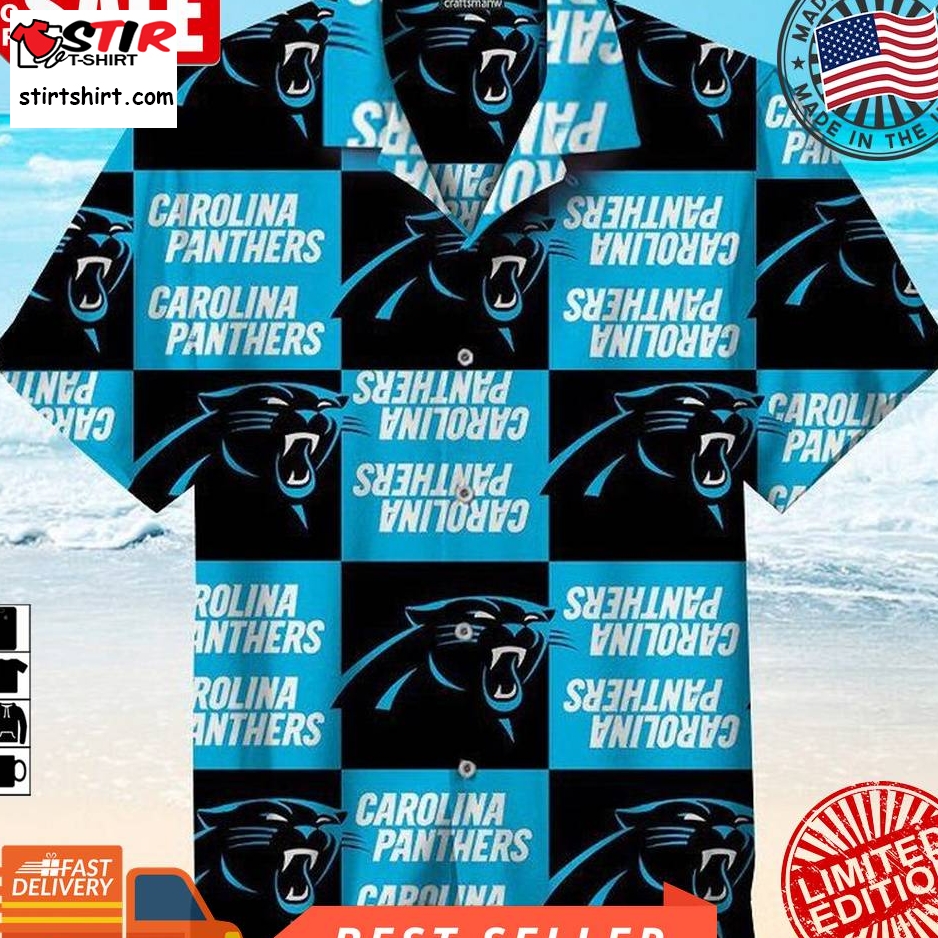 Carolina Panthers Nfl Hawaiian Graphic Print Short Sleeve Hawaiian Shirt L98   587  Carolina Panthers 