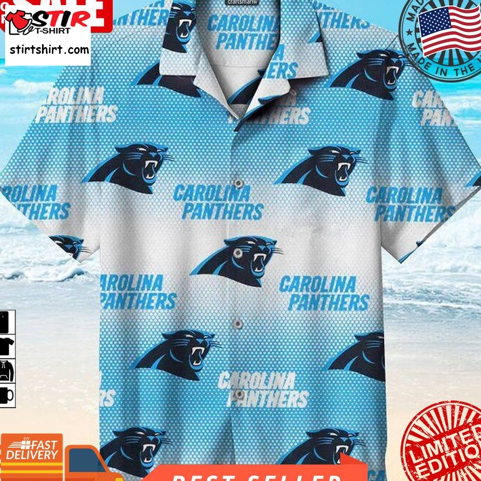Carolina Panthers Nfl Hawaiian Graphic Print Short Sleeve Hawaiian Shirt L98   8566  Carolina Panthers 