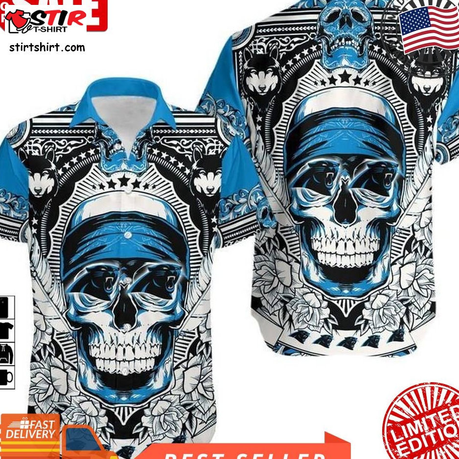 Carolina Panthers Skull Nfl Gift For Fan Hawaii Shirt And Shorts Summer Collection 4 H97  Carolina Panthers 