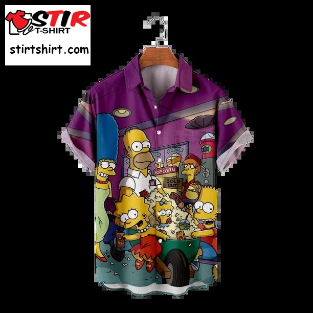 Cartoon Anime Simpson Hawaiian Shirt Simpsons Button Up Shirts Family Birthday Party Shirt Stitch Button Down Shirts