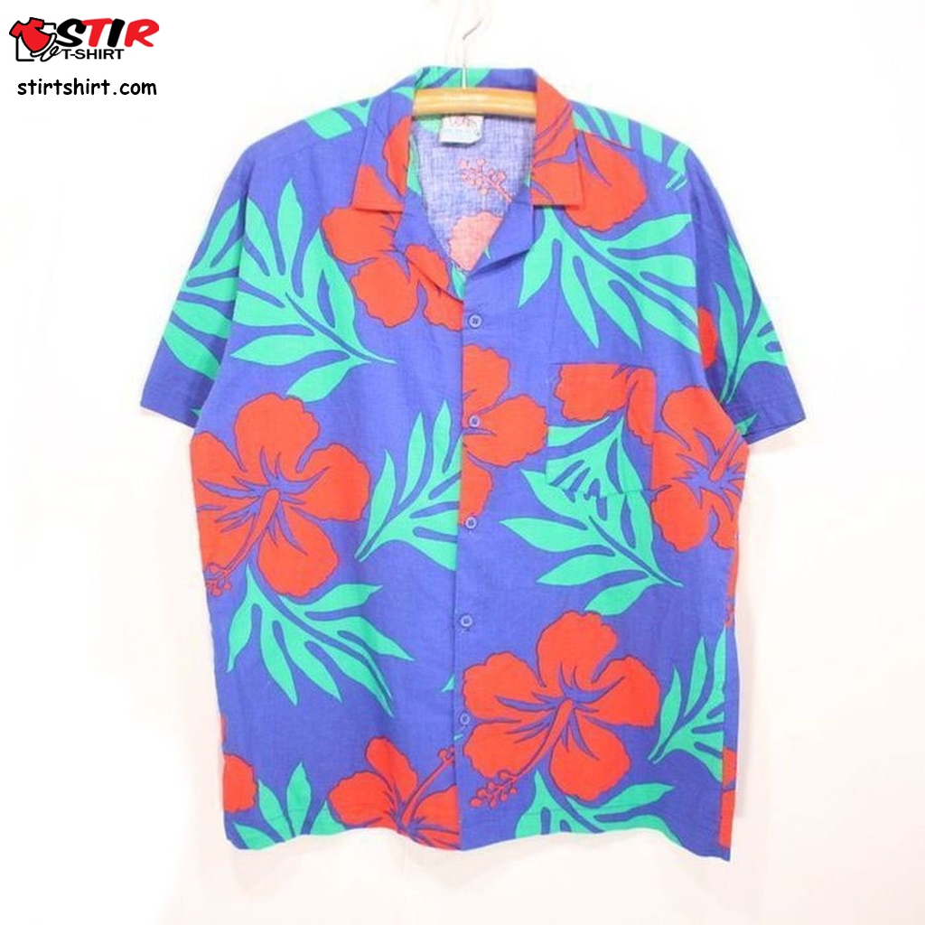 Casual Floral Pattern Vintage 80S Hawaiian Shirt  Vintage s