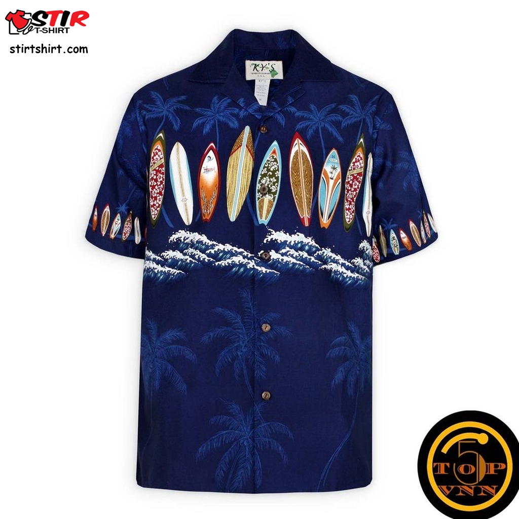 Catch A Wave Navy Blue Hawaiian Shirt And Shorts   Blue