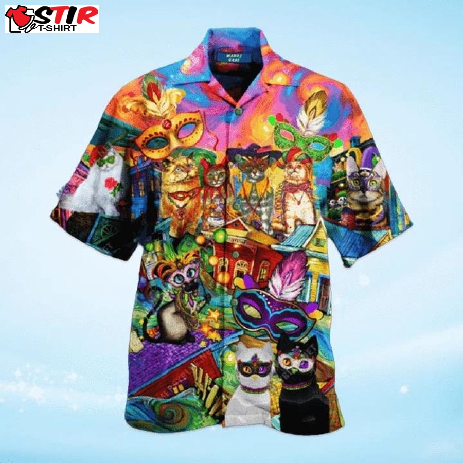 Cats Celebrate The Mardi Gras Festival Hawaiian Shirt Pre13416, Hawaiian Shirt,  Funny Shirts
