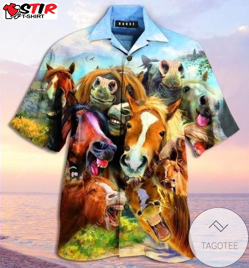 Check Out This Awesome Hawaiian Aloha Shirts Laughing Horses Funny