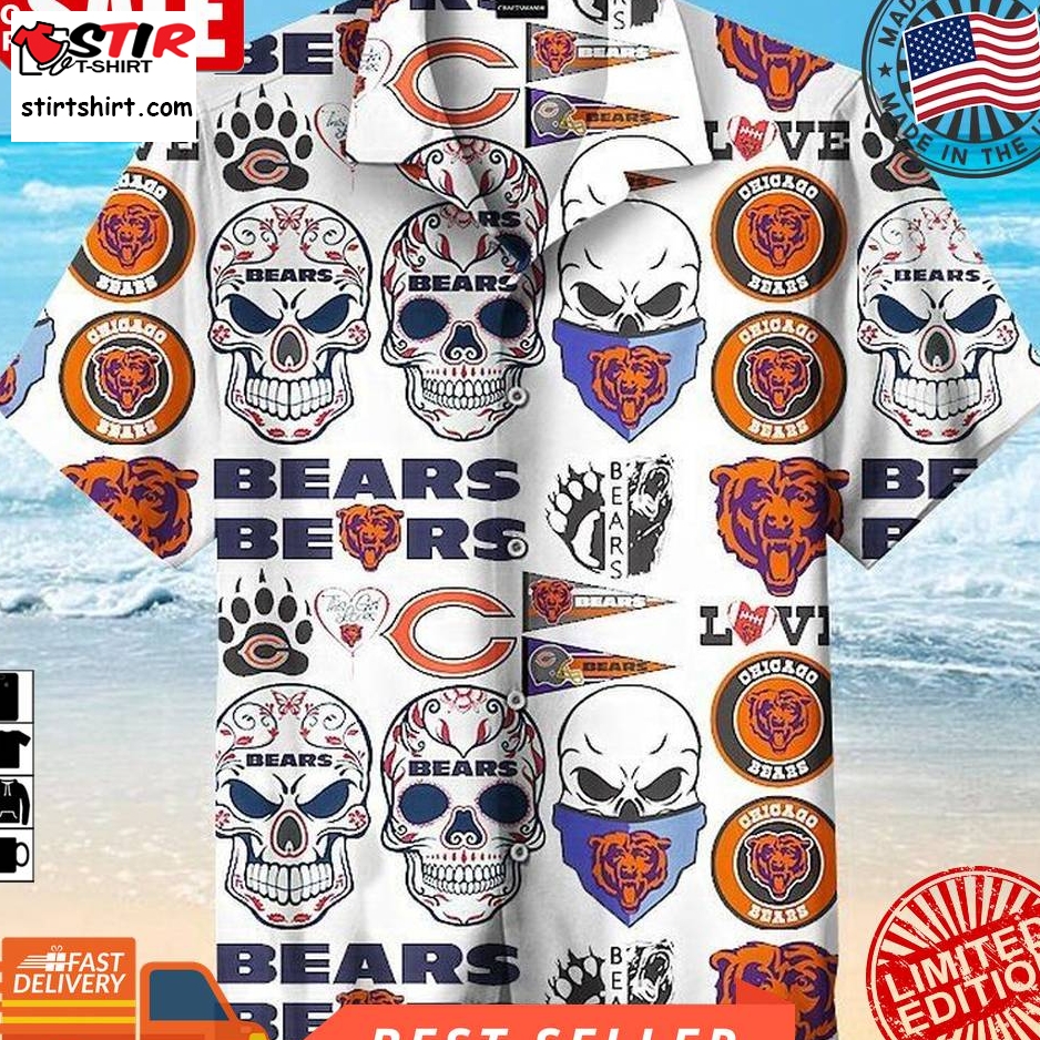 Chicago Bears Cool Sign Nfl Hawaiian Graphic Print Short Sleeve Hawaiian Shirt Size S   5Xl  Chicago Bears 