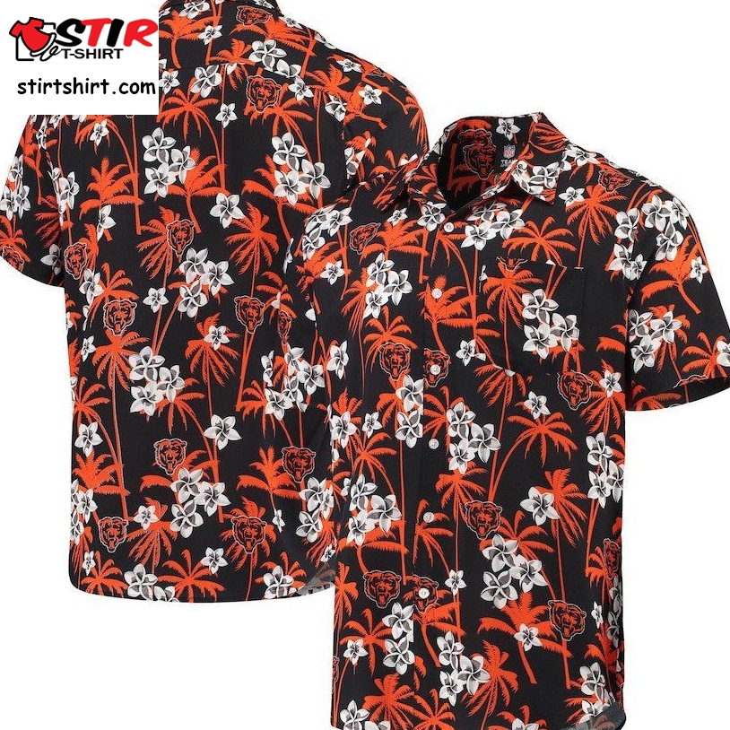 Chicago Bears Navy Floral Woven Button Up Hawaiian Shirt  Chicago Bears 