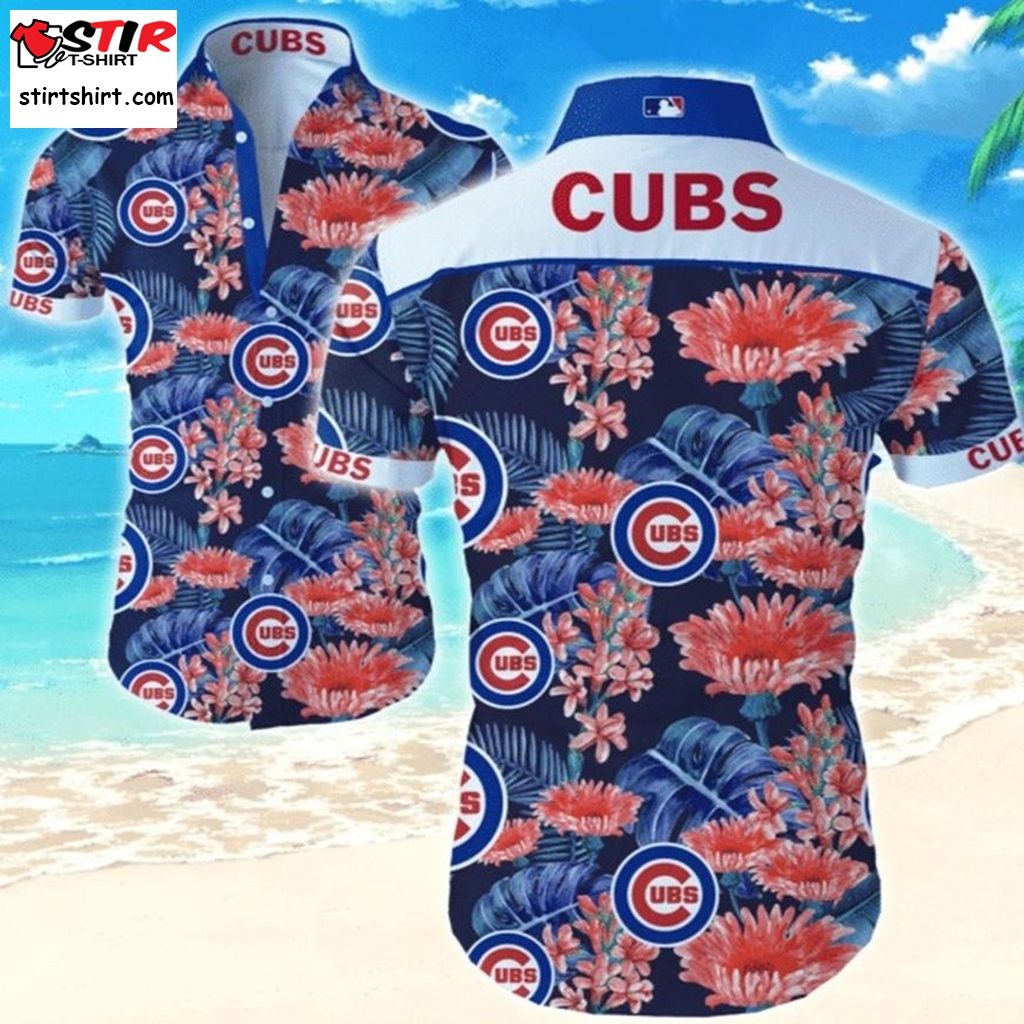 Chicago Cubs 1 Hawaiian Graphic Print Short Sleeve Hawaiian Shirt  Chicago Cubs 