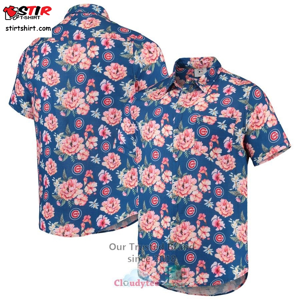 Chicago Cubs Foco Floral Linen Royal Hawaiian Shirt  