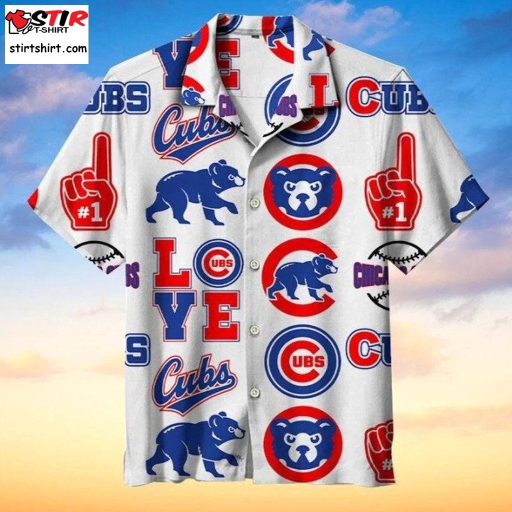 Chicago Cubs Red Blue Logo Hawaiian Shirt s Red - StirTshirt