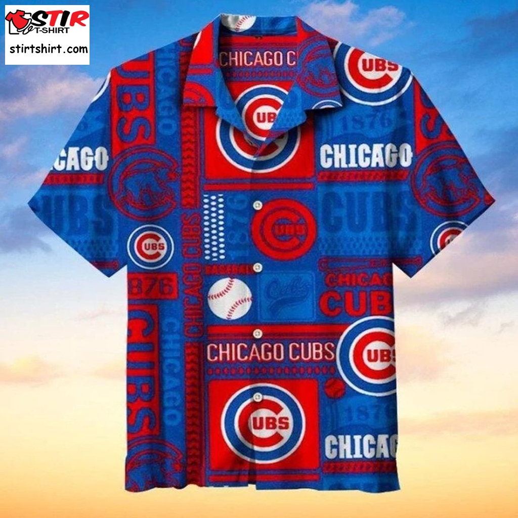 Chicago Cubs Red Blue Logo Hawaiian Shirt s Red - StirTshirt