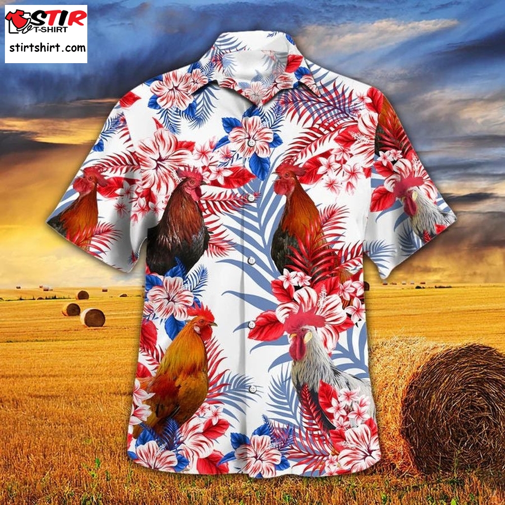 Chicken American Flag Hawaiian Shirt, Chicken Vintage American Hawaii Shirt, Farm Lovers Shirt Independence Day Shirt, 4Th July Shirt  Vintage s