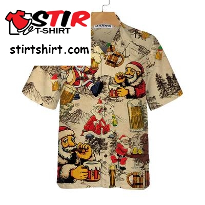 Christmas Funny Drunk Santa Claus And Beer Christmas Hawaiian Shirt