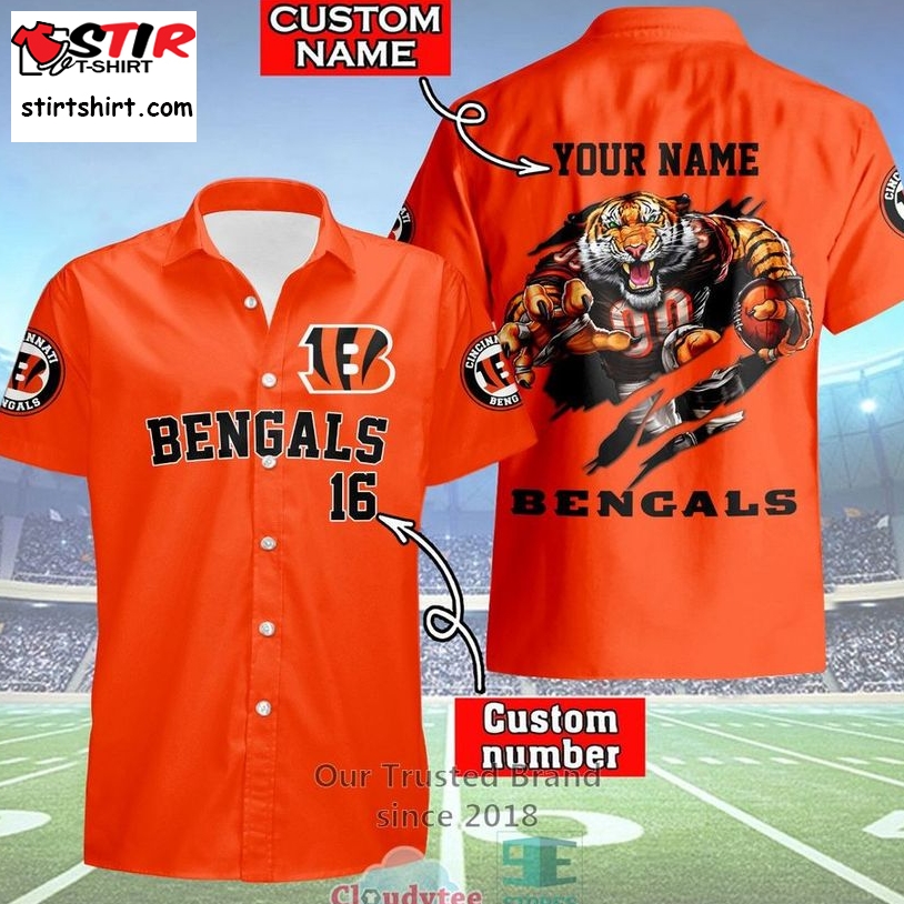 NFL Cincinnati Bengals with Louis Vuitton Logo Orange Hawaiian Shirt