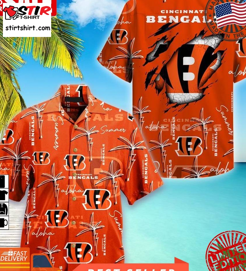 Cincinnati Bengals Nfl Palm On Elie Hawaiian Shirt  Cincinnati Bengals 