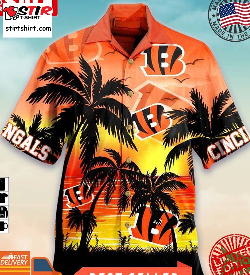 Cincinnati Bengals Nfl Palm Sunset Hawaiian Shirt  Cincinnati Bengals 