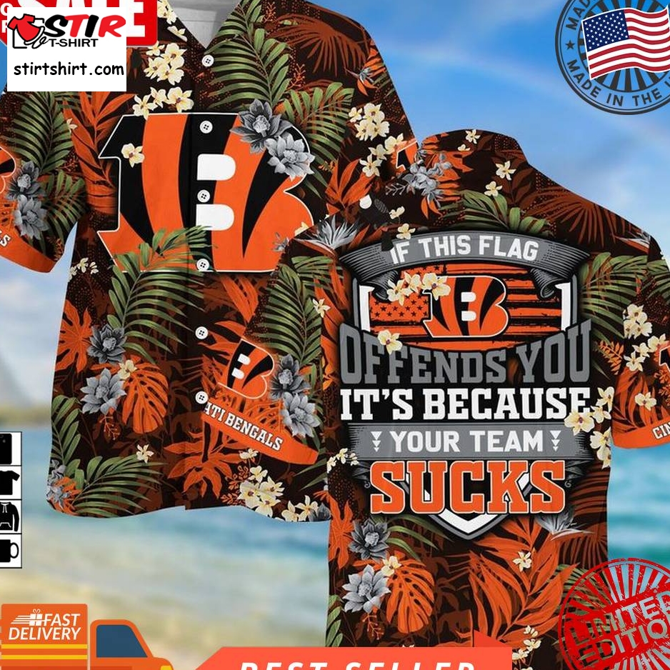 Cincinnati Bengals Nfl Summer Hawaiian Shirt And Shorts,  With Tropical Patterns For Fans  Cincinnati Bengals 