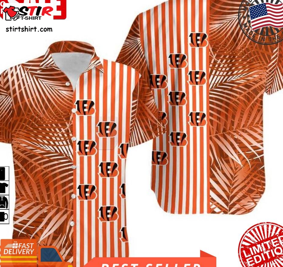 Cincinnati Bengals Palm Leaves And Stripes Nfl Gift For Fan Hawaii Shirt And Shorts Summer Collection 3 H97  Cincinnati Bengals 