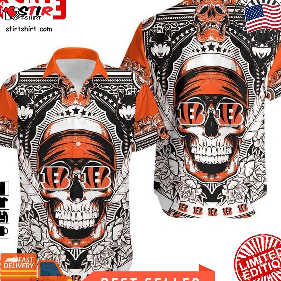 Cincinnati Bengals Skull Nfl Gift For Fan Hawaii Shirt And Shorts Summer Collection 4 H97  Cincinnati Bengals 