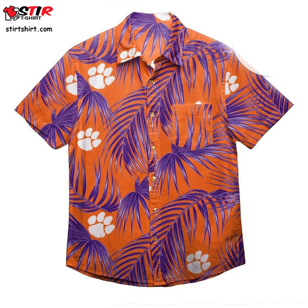 Clemson Tigers Mens Hawaiian Button Up Shirt