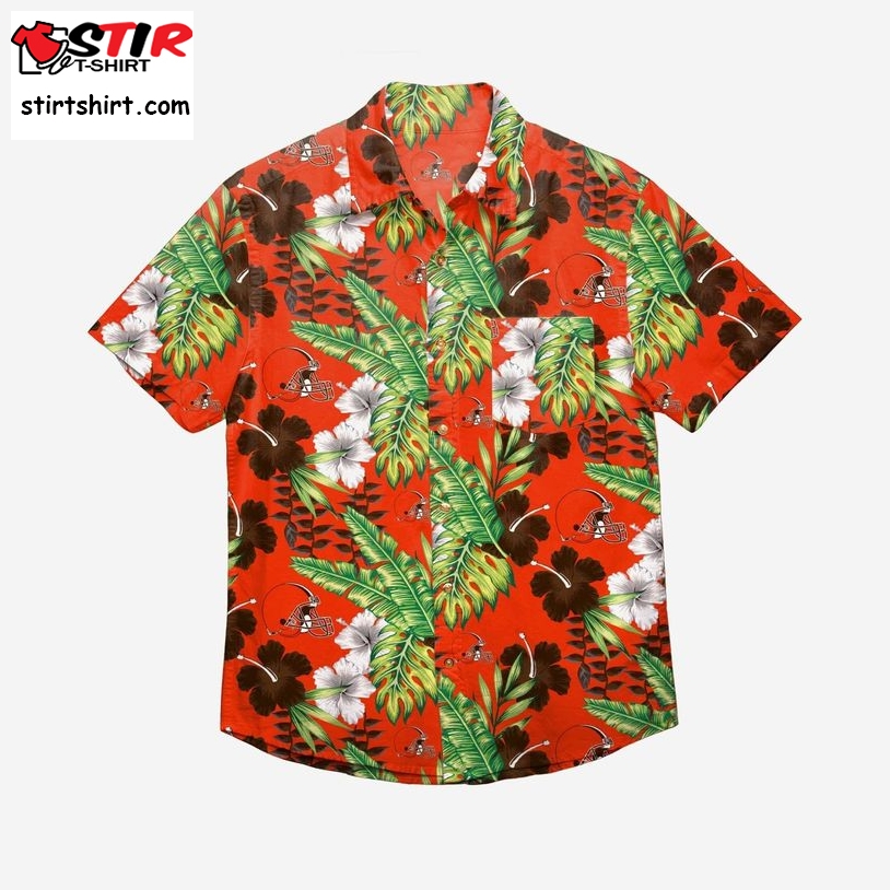 Cleveland Browns Floral Button Up Hawaiian Shirt  Cleveland Browns 