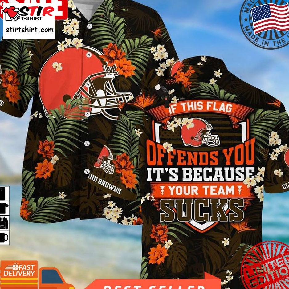 Cleveland Browns Nfl Summer Hawaiian Shirt And Shorts,  With Tropical Patterns For Fans  Cleveland Browns 