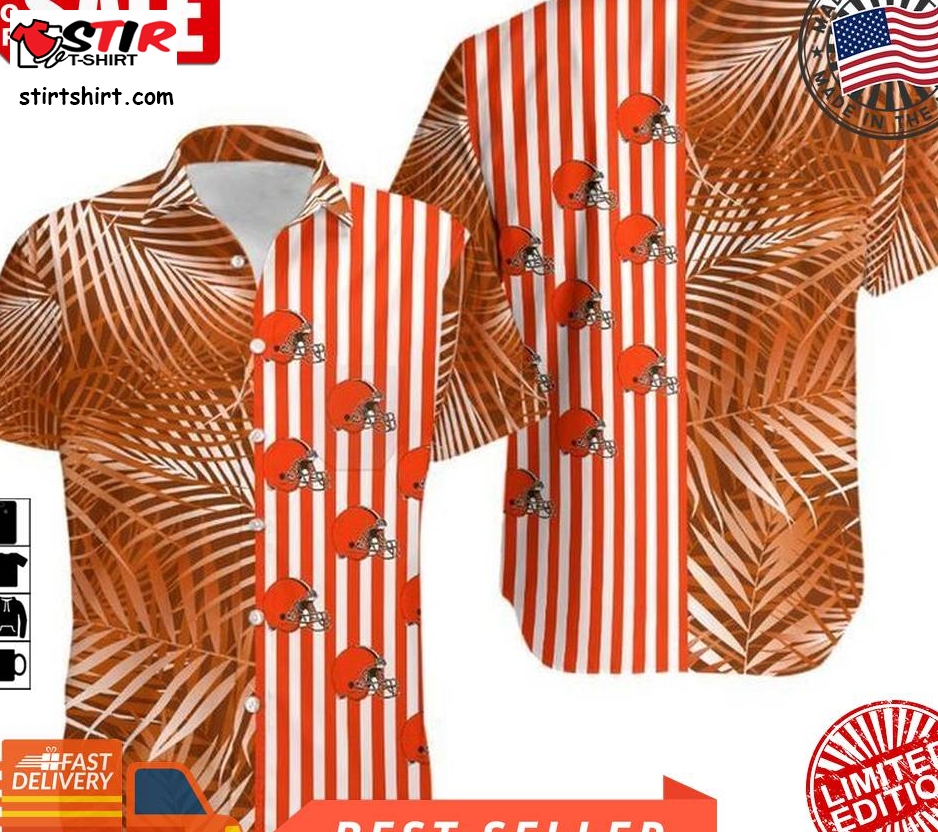 Cleveland Browns Palm Leaves And Stripes Nfl Gift For Fan Hawaii Shirt And Shorts Summer Collection 3 H97  Cleveland Browns 