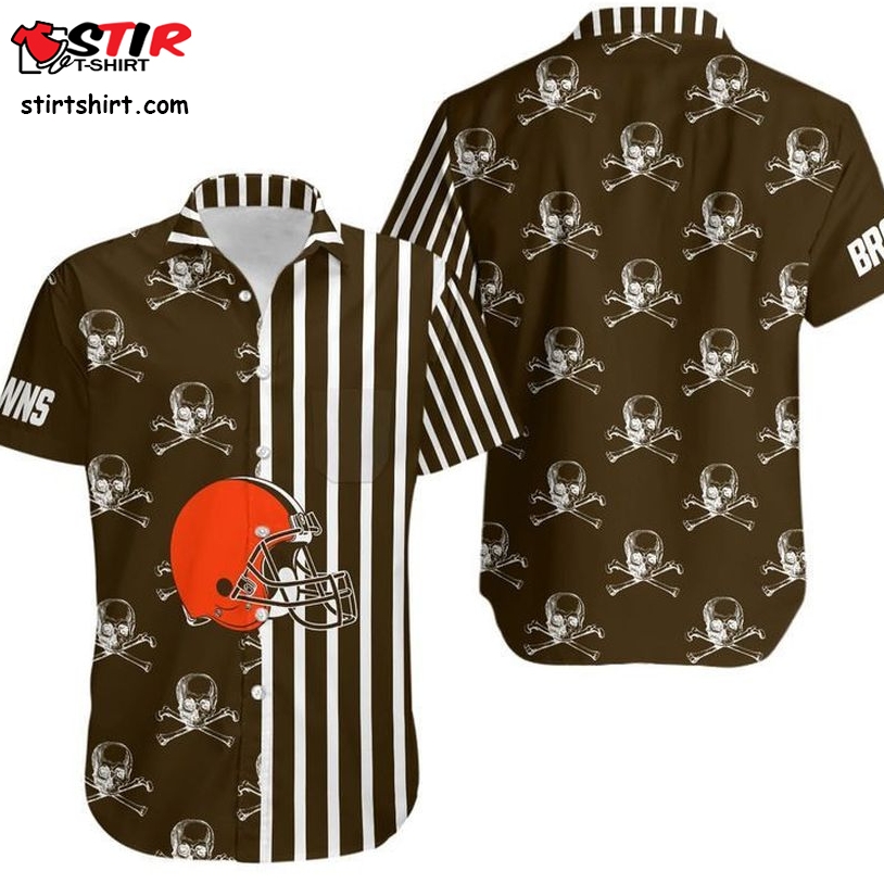 Cleveland Browns Stripes And Skull Hawaii Shirt And Shorts Summer Collection H97  Cleveland Browns 