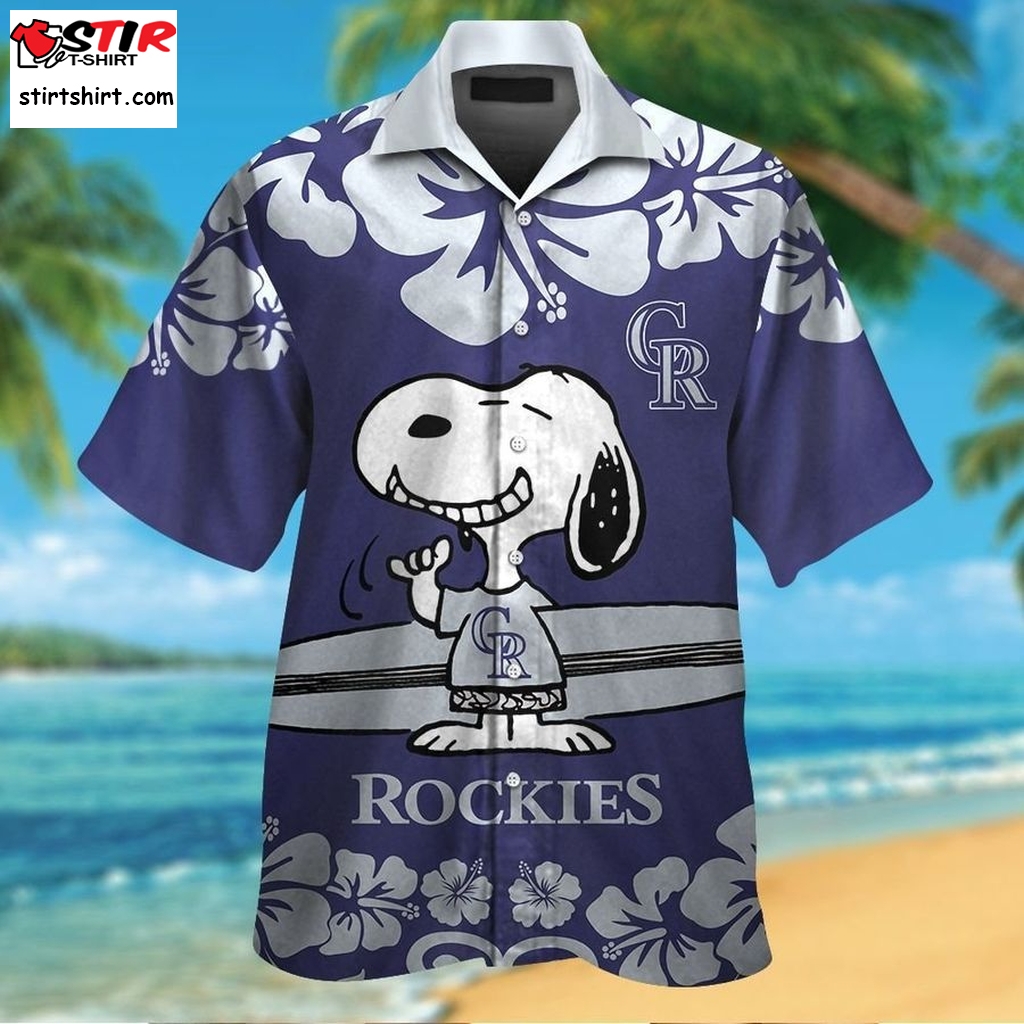 Colorado Rockies Snoopy Short Sleeve Button Up Tropical Aloha Hawaiian Shirts For Men Women