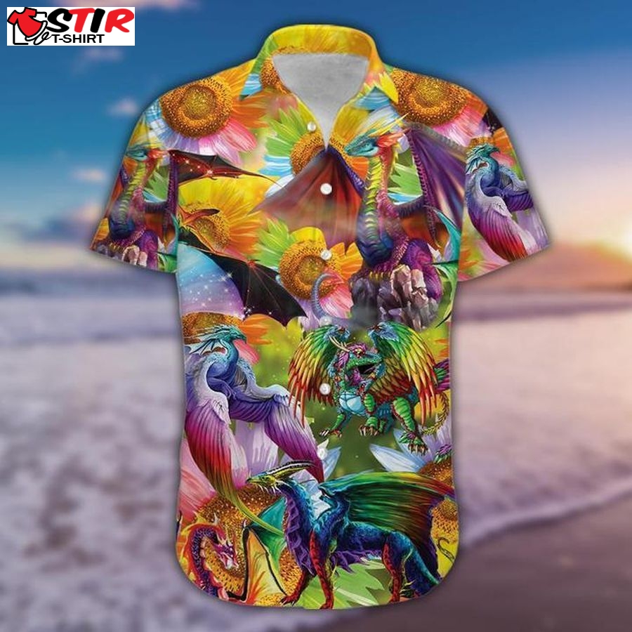 Colorful Hippie Dragon Sunflower Hawaiian Shirt Pre11840, Hawaiian Shirt,  Funny Shirts, Gift Shirts
