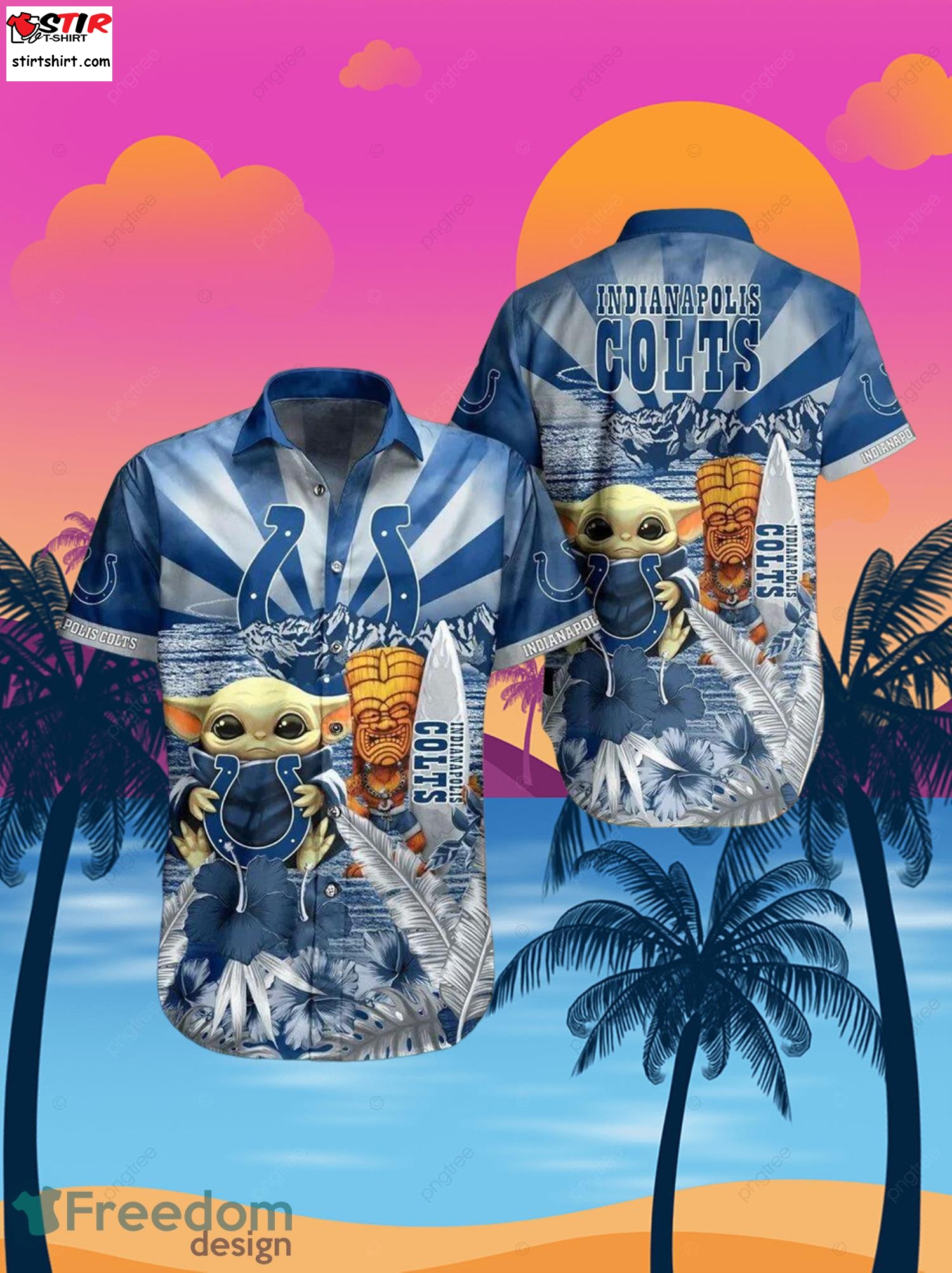 Colts Baby Yoda Star Wars Beach Summer Hawaiian Shirt Full Over Print