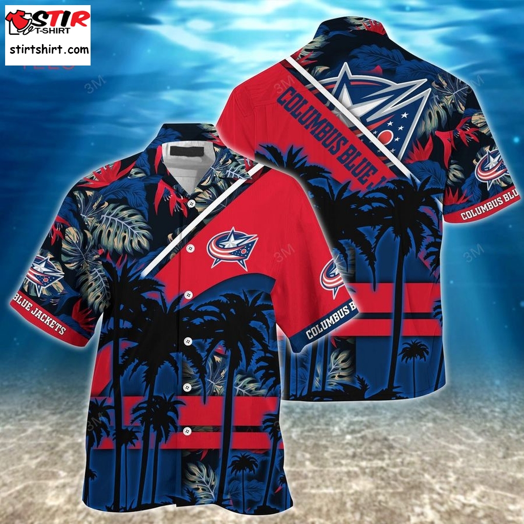 Columbus Blue Jackets Nhl Summer Hawaiian Shirt And Shorts, For Fans This Season   With Jacket