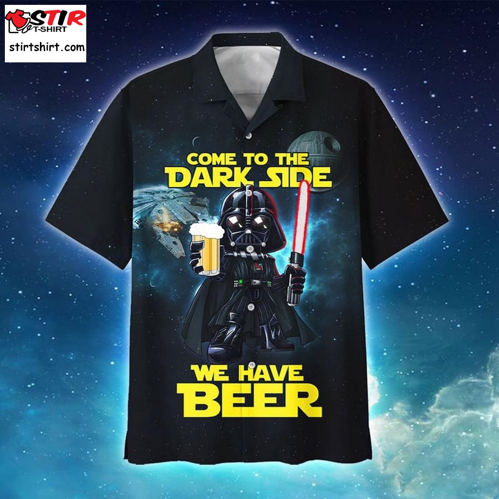Come To The Dark Side We Have Beer Darth Vader Hawaiian Aloha Shirt