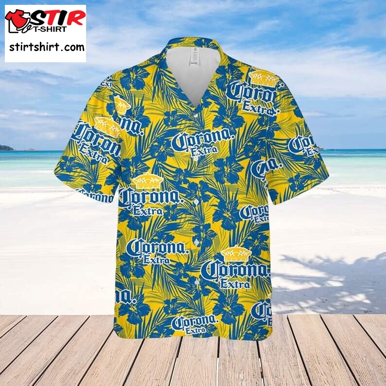 Corona Extra Tropical Flower Pattern Hawaiian Shirt Beach Gift For Friend  Ucla 