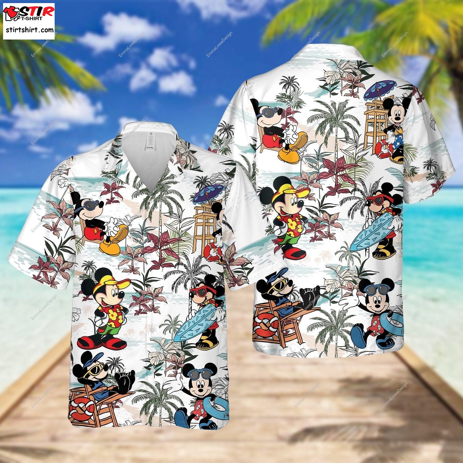 Custom Mickey Mouse Summer Hawaiian Shirt Shorts, Mickey Summer Short Sleeve Button Hawaiian Shirt Beach Shorts, Disney Trip Hawaiian Shirt