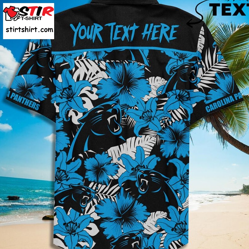 Custom Name Carolina Panthers Football Teams Button Up Hawaiian Shirt
