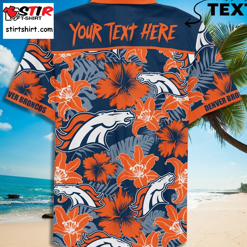Custom Name Denver Broncos Football Teams Button Up Hawaiian Shirt