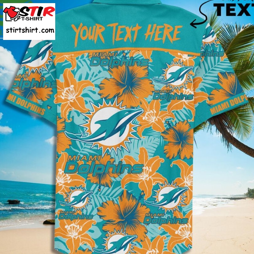 Custom Name Miami Dolphins Football Teams Button Up Hawaiian Shirt