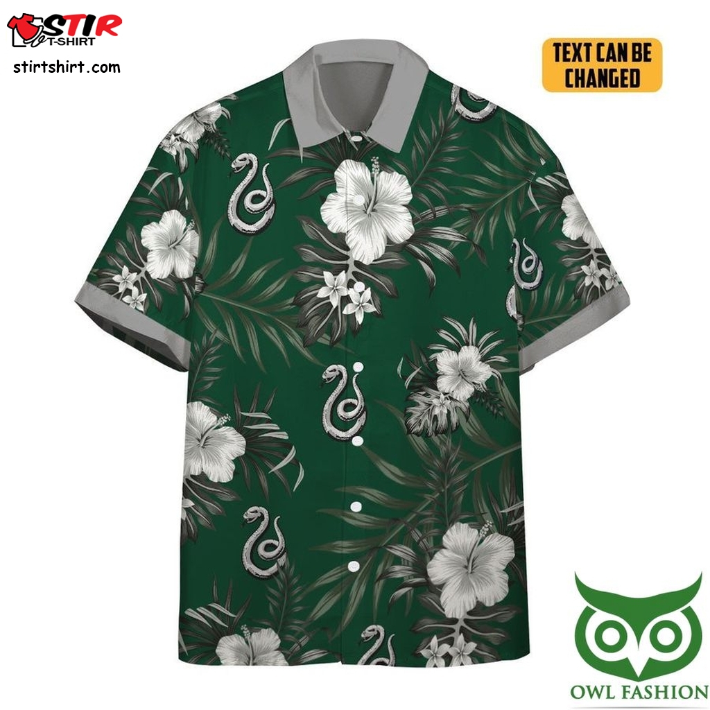 Custom Text Harry Potter Slytherin Snake Flowers Hawaiian Shirt  Tourist Outfit Without 