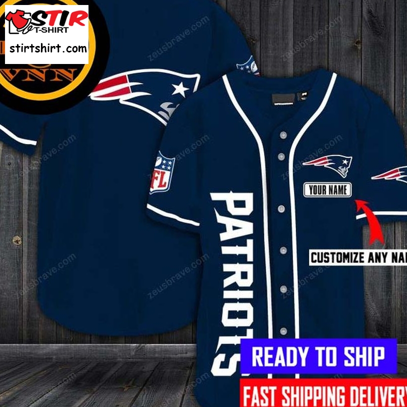 Customize Name New England Patriots Baseball Shirt