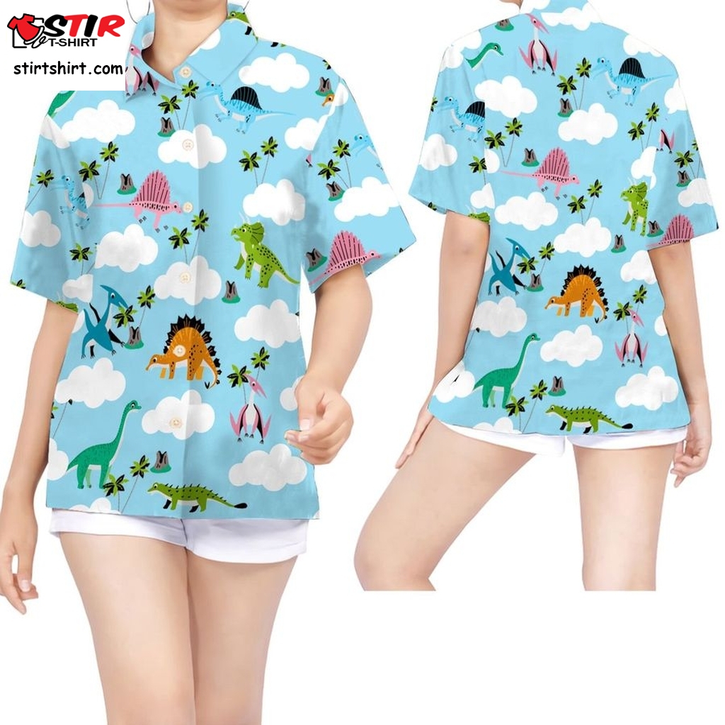 Cute Dinosaurs Women Hawaiian Shirt For Girls In Daily Life  Girl  Outfit