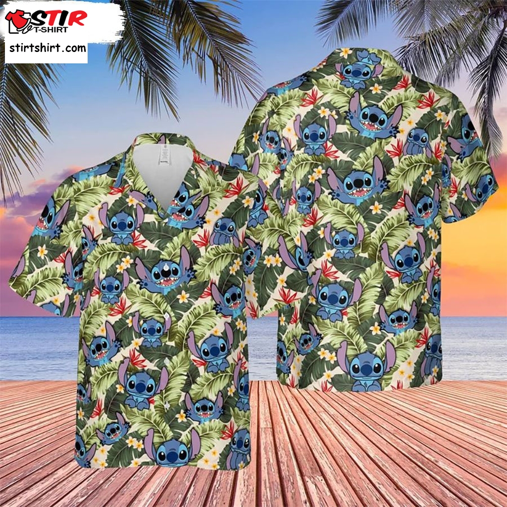 Cute Disney Stitch Hawaiian Shirt Summer Beach Gift